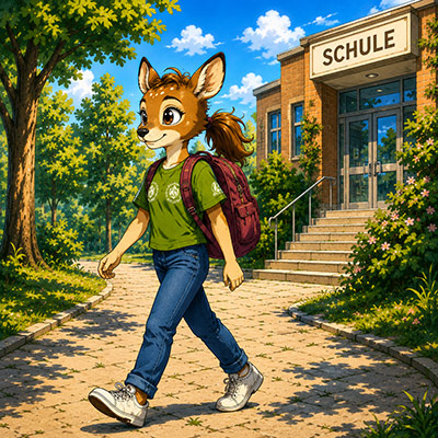 Sofie geht von der Schule nachhause Sofie geht von der Schule nachhause